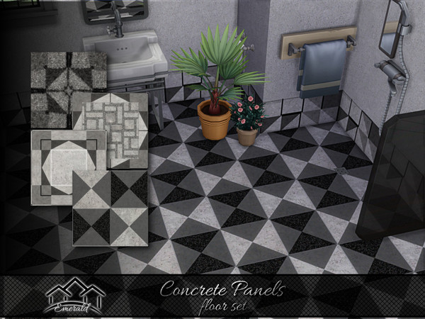 Sims 4 — Concrete Panels floor set by Emerald — Upgrade your walls with concrete panels for maximum durability and