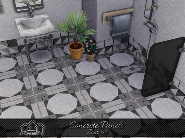 Sims 4 — Concrete Panels floor 1 by Emerald — Upgrade your walls with concrete panels for maximum durability and