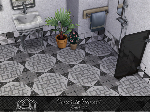 Sims 4 — Concrete Panels floor 2 by Emerald — Upgrade your walls with concrete panels for maximum durability and