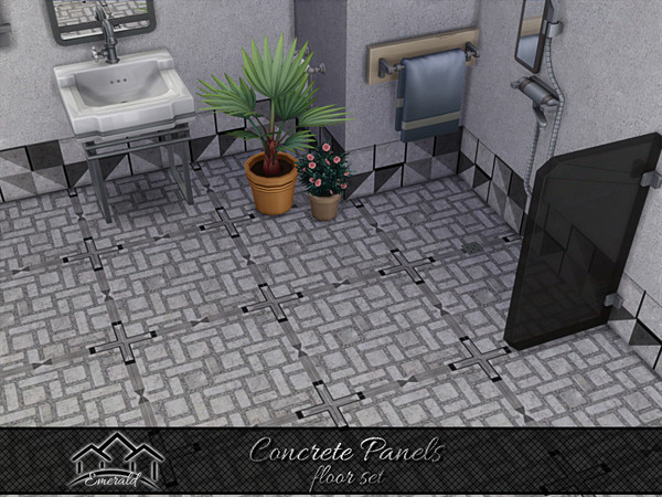 Sims 4 — Concrete Panels floor 3 by Emerald — Upgrade your walls with concrete panels for maximum durability and