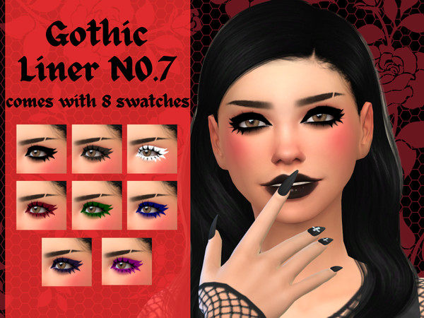 Sims 4 — Gothic Eyeliner N07 by _alttrait_ — Eyeliner. For gothic sims. Comes in 8 swatches!