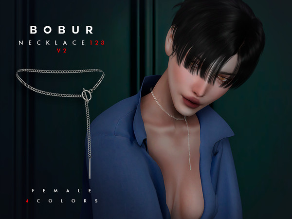 Sims 4 — Choker Necklace V2 by Bobur2 — Choker Necklace with pendant for female