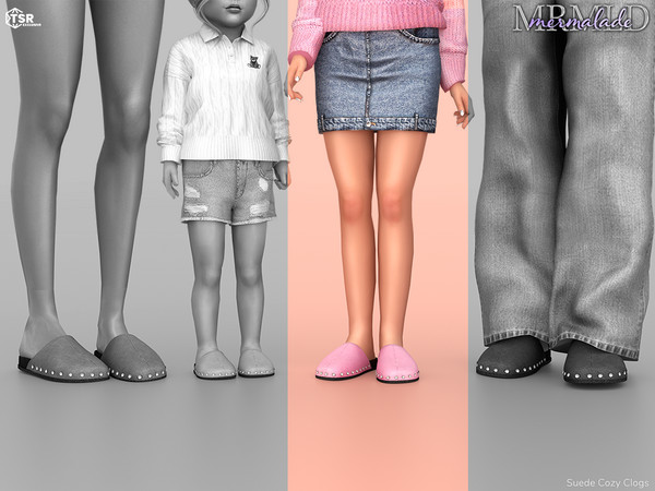 Sims 4 — MERMALADE Suede Cozy Clogs S704 (Child) by Mermalade — New Mesh