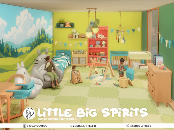 Sims 4 — Little Big Spirits - Kid bed by Syboubou — Little Big Spirits is a joyful kid bedroom CC set inspired by the