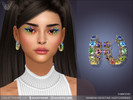 Sims 4 — Rainbow Gemstones Hoop Earrings by feyona — Rainbow Gemstones Hoop Earrings come with 3 swatches.