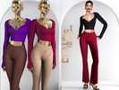 Sims 4 — Flared Minimal Chic Set DO154 by DOLilac — Includes: (Top + Bottom)