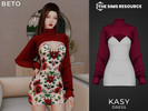Sims 4 — Kasy (Dress) by Beto_ae0 — Floral dress with a sweater, enjoy it