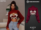 Sims 4 — Kasy (Top) by Beto_ae0 — Floral blouse with a sweater, enjoy it