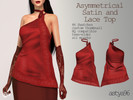 Sims 4 — Asymmetrical Satin and  Lace Top by astya96cc — 46 Swatches