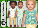 Sims 4 — Infants Girlie Things Outfit Set by Pelineldis — Kids fashion clothing: five blouses and leggings for infants