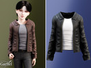 Sims 4 — Child - Sleek leather zip jacket with pointed collar by Garfiel — A stylish leather jacket for kids with a