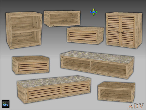 Sims 4 — ADV_Mabra_s4EntrywaySet01_bottomcabinettv1 by MABRA2 — top and bottom cabinets and benchseats