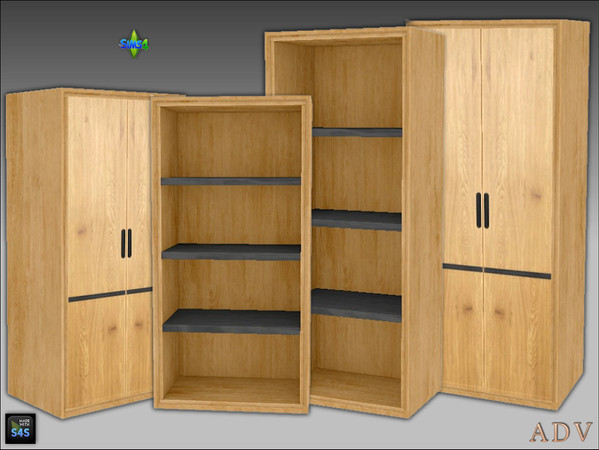 Sims 4 — ADV_Mabra_s4EntrywaySet02_tallcabinetopenv1 by MABRA2 — Tall open and closed cabinets 2 versions