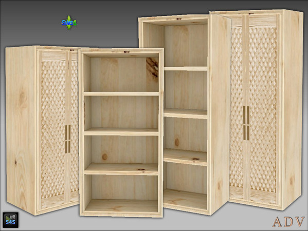 Sims 4 — ADV_Mabra_s4EntrywaySet03_1 Part 1 by MABRA2 — Tall open and closed cabinets 2 versions