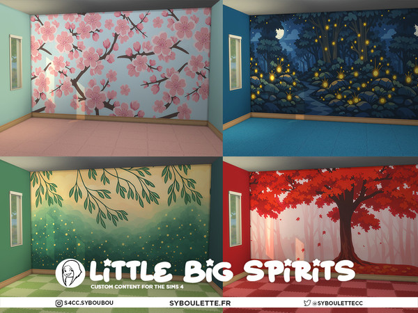 Sims 4 — LittleBigSpirits - Seamless Wallpaper by Syboubou — Little Big Spirits is a joyful kid bedroom CC set inspired