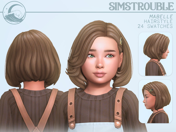 Sims 4 — simstrouble_ChildHair_MabelleV2 by simstrouble — A chin-length bob with a the perfect blend of classic glamour