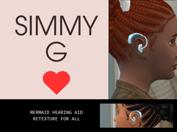Sims 4 — Set Mermaid Hearing Aid Recolour for All by SimmyG — A mermaid-themed recolour of the base game hearing aids,