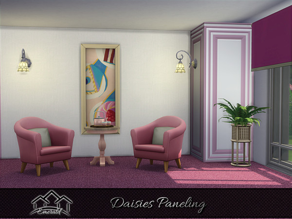 Sims 4 — Daisies Paneling 4 by Emerald — Daisies symbolize joy, cheerfulness and represent the simplicity of happiness.