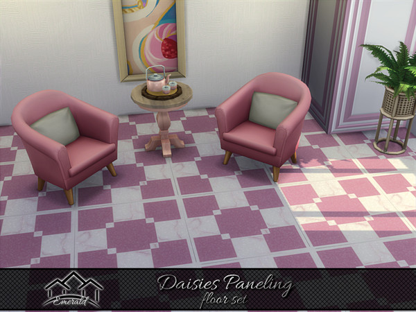 Sims 4 — Daisies Paneling floor 2 by Emerald — Daisies symbolize joy, cheerfulness and represent the simplicity of