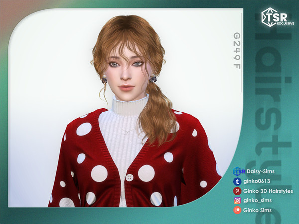 Sims 4 — Wavy Low Ponytail Hair - Ginko 249 by Daisy-Sims — 21 base colors + 9 ombre colors