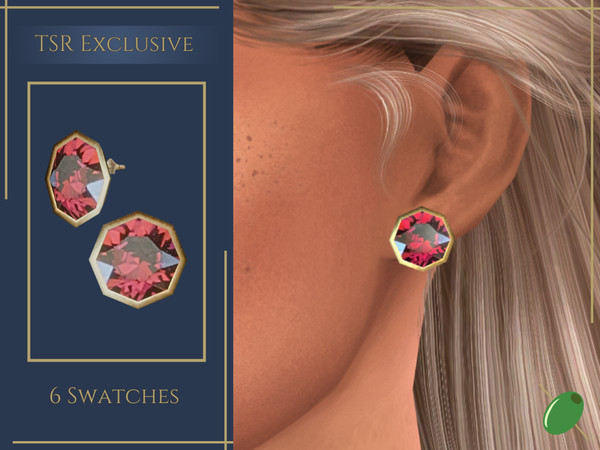 Sims 4 — Emerys Ruby Earrings by Pitted0live — Large ruby stud earrings Custom catalog image