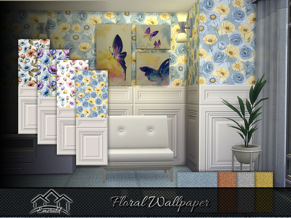 Sims 4 — Floral Wallpaper by Emerald — Bring the natural world inside your home with floral wallpapers.