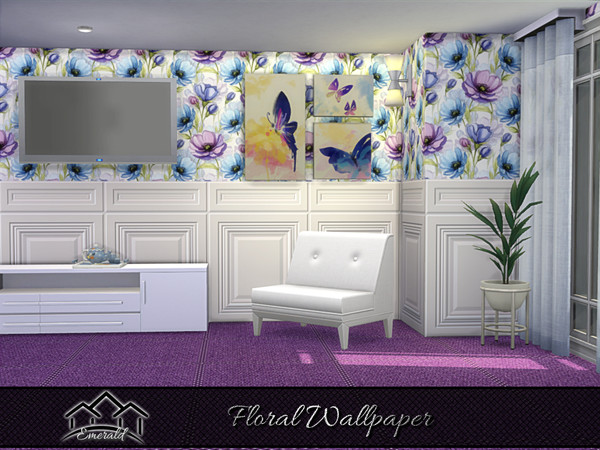 Sims 4 — Floral Wallpaper 1 by Emerald — Bring the natural world inside your home with floral wallpapers.