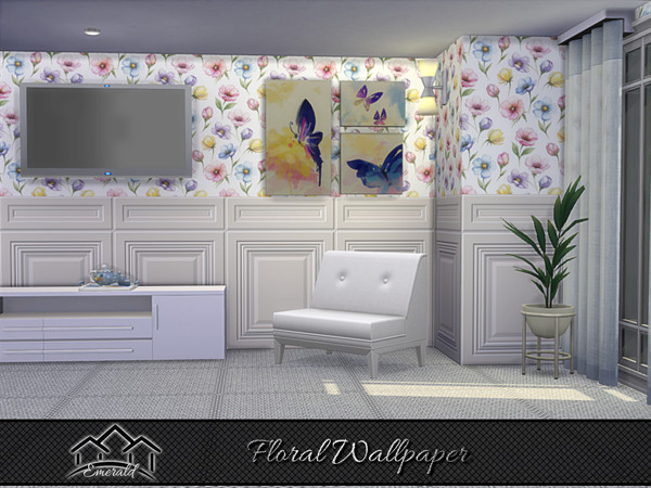 Sims 4 — Floral Wallpaper 2 by Emerald — Bring the natural world inside your home with floral wallpapers.