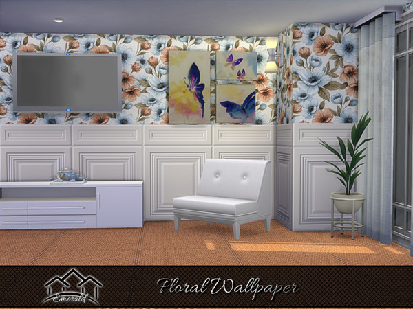 Sims 4 — Floral Wallpaper 3 by Emerald — Bring the natural world inside your home with floral wallpapers.