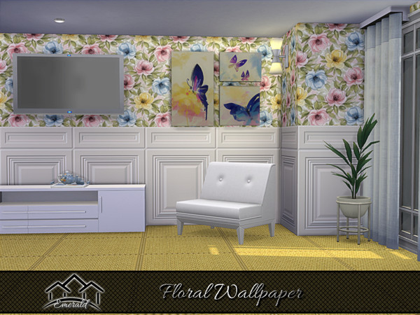 Sims 4 — Floral Wallpaper 4 by Emerald — Bring the natural world inside your home with floral wallpapers.