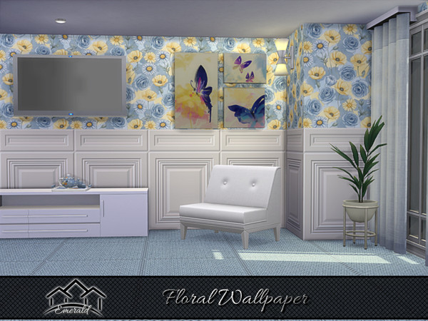 Sims 4 — Floral Wallpaper 5 by Emerald — Bring the natural world inside your home with floral wallpapers.