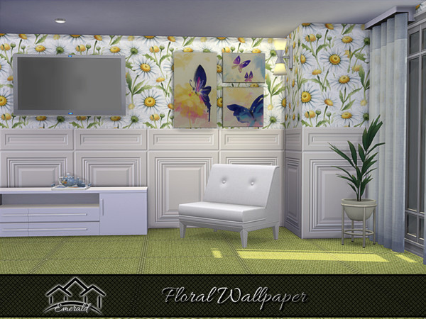 Sims 4 — Floral Wallpaper 6 by Emerald — Bring the natural world inside your home with floral wallpapers.