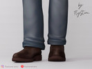 Sims 4 — Male Ankle Boots Slip-on Lug sole by FlyStone — Stylish suede mid boots in classic style