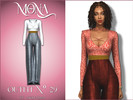 Sims 4 — Outfit with golden belt and leather pants by Mona — -New mesh-