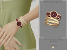 Sims 4 — Ruby Red Watch with Layered Bracelets by Glitterberryfly — A gold layered bracelets with Ruby Red Watch
