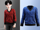 Sims 4 — Child - V neck sweater with soft heart pattern by Garfiel — A comfy knit sweater for kids with a classic V-neck