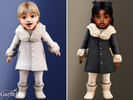 Sims 4 — Infant - Cozy faux fur trimmed winter coat dress by Garfiel — A warm winter coat dress for infants with a soft