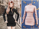 Sims 4 — Ruched turtleneck bodycon dress by MysteriousOo — A fitted mini dress designed to contour the body. Features a