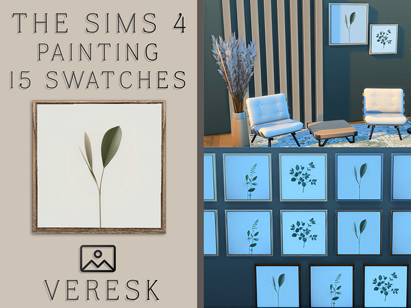 Sims 4 — VERESK_Painting Minimalism of Greenery by Veresk_Veresk — Minimalism of Greenery painting with 3 images and