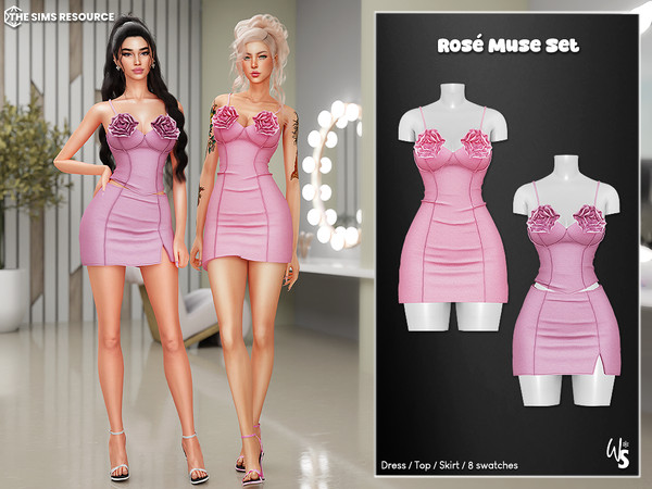 Sims 4 — Rose Muse Set by WisteriaSims — Elevate your wardrobe with the exquisite Rose Muse Set