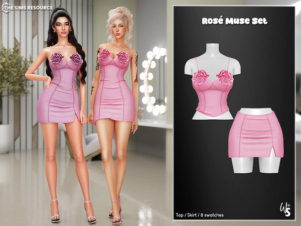 Sims 4 — (Wisteria) Rose Muse Set - Skirt by WisteriaSims — Elevate your wardrobe with the exquisite Rose Muse Set