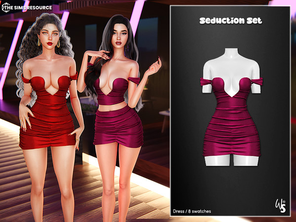 Sims 4 — (Wisteria) Seduction Mini Dress by WisteriaSims — Elevate your Sims' wardrobe with the Seduction Set