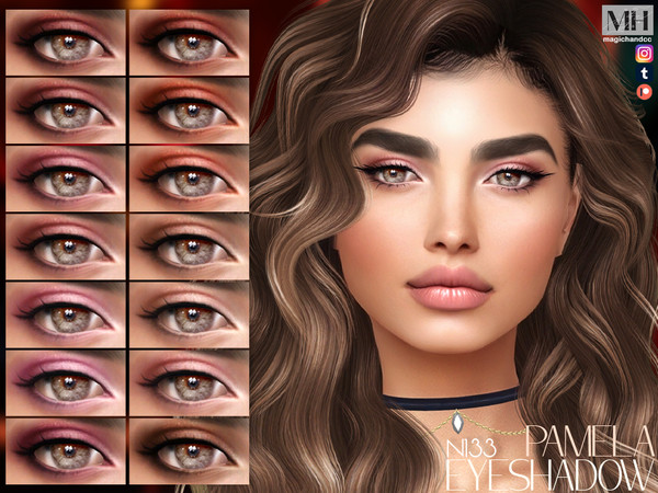 Sims 4 — Pamela Eyeshadow N133 by MagicHand — Soft Eye Makeup in 16 colors - HQ Compatible.