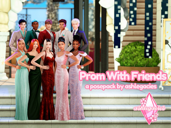 Sims 4 — Prom with Friends Posepack by ashlegacies — - Posepack
