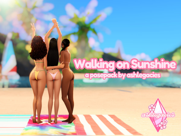 Sims 4 — Walking on Sunshine Posepack by ashlegacies — - Posepack (5 poses)