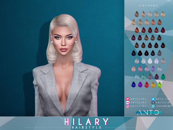 Sims 4 — Hilary Hairstyle by Anto — short elegant side parted hairstyle
