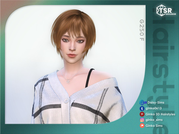 Sims 4 — Short Bob Hair with Bangs - Ginko 250 by Daisy-Sims — 21 base colors + 9 ombre colors
