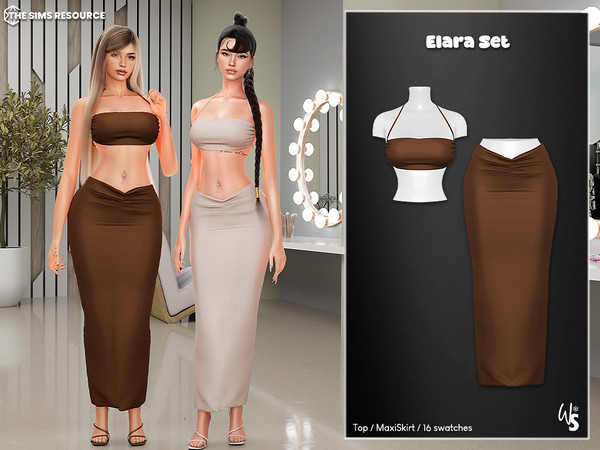 Sims 4 — (Wisteria) Elara Set - Top by WisteriaSims — A sleek and feminine set designed to enhance your sim's silhouette