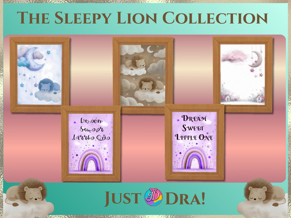 Sims 4 — Sleepy Lions Nursery Wall Art  |  Nursery JustDraven Draven Sleepy by Draven298 — See Pack Requirements Below