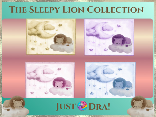 Sims 4 — Sleepy Lions Nursery Square Rug  |  Nursery JustDraven Draven Sleepy by Draven298 — See Pack Requirements Below